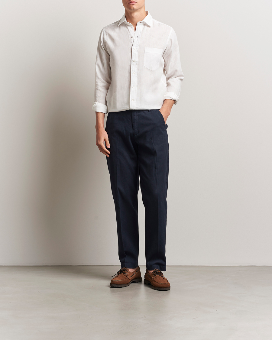 Men | Shirts | Drake's | Linen Summer Shirt Ecru