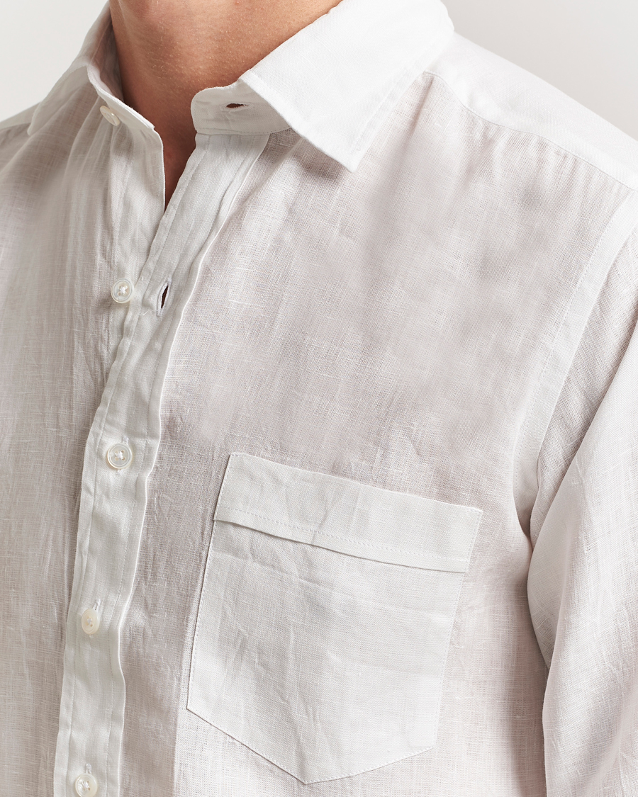 Men | Shirts | Drake's | Linen Summer Shirt Ecru
