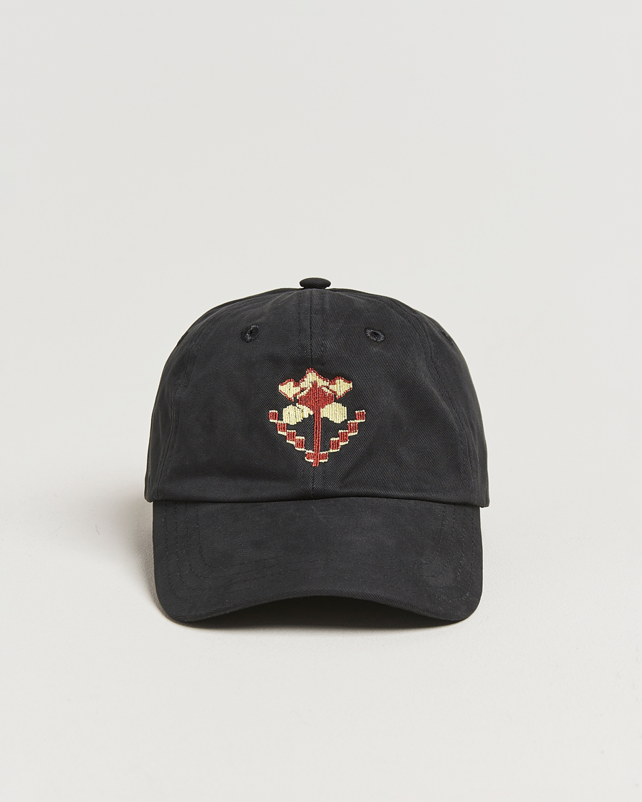 Drake's Flower Embroidered Cap Black at CareOfCarl.com