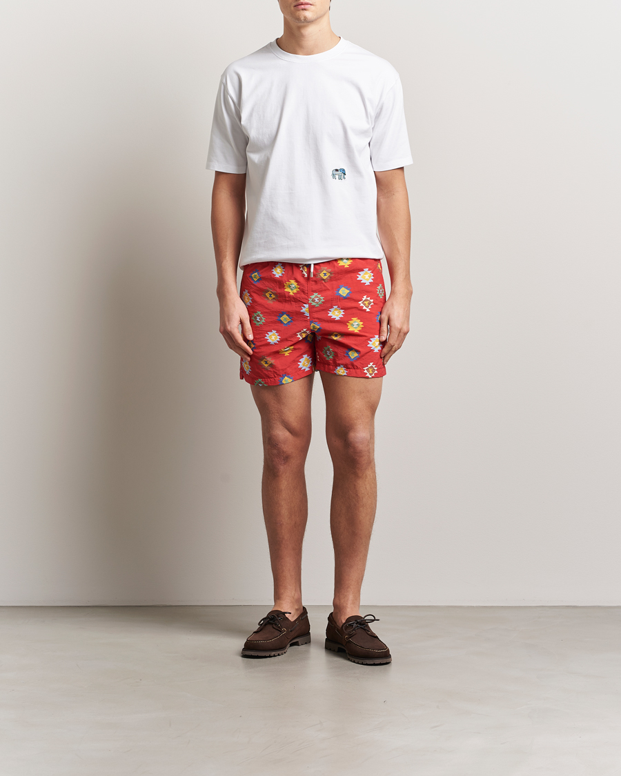 Men | Swimwear | Drake's | Kelim Drawstring Swimshorts Red