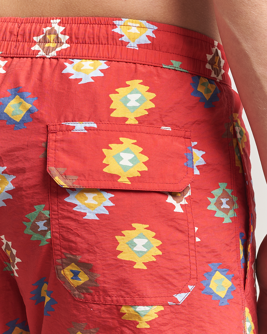 Men | Swimwear | Drake's | Kelim Drawstring Swimshorts Red