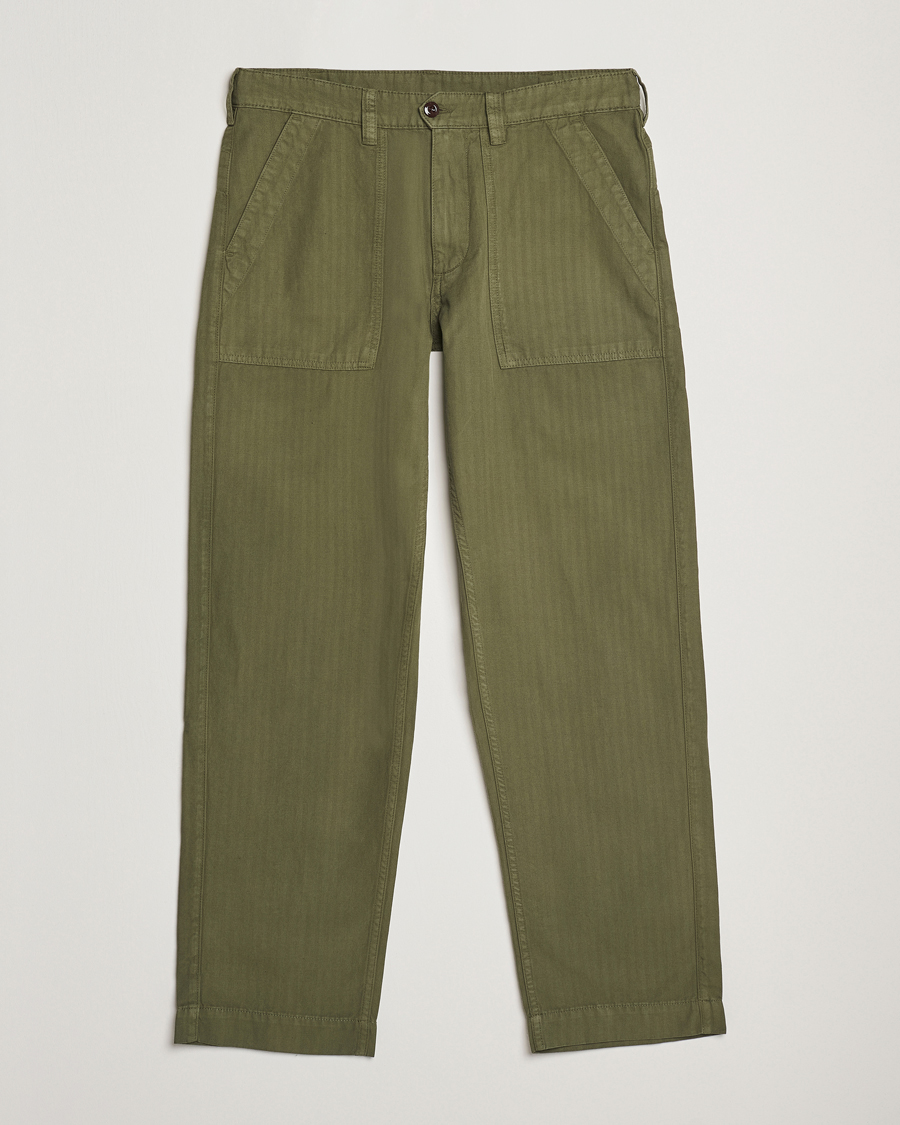 Men | Trousers | Drake's | Fatigue Cotton Trousers Olive