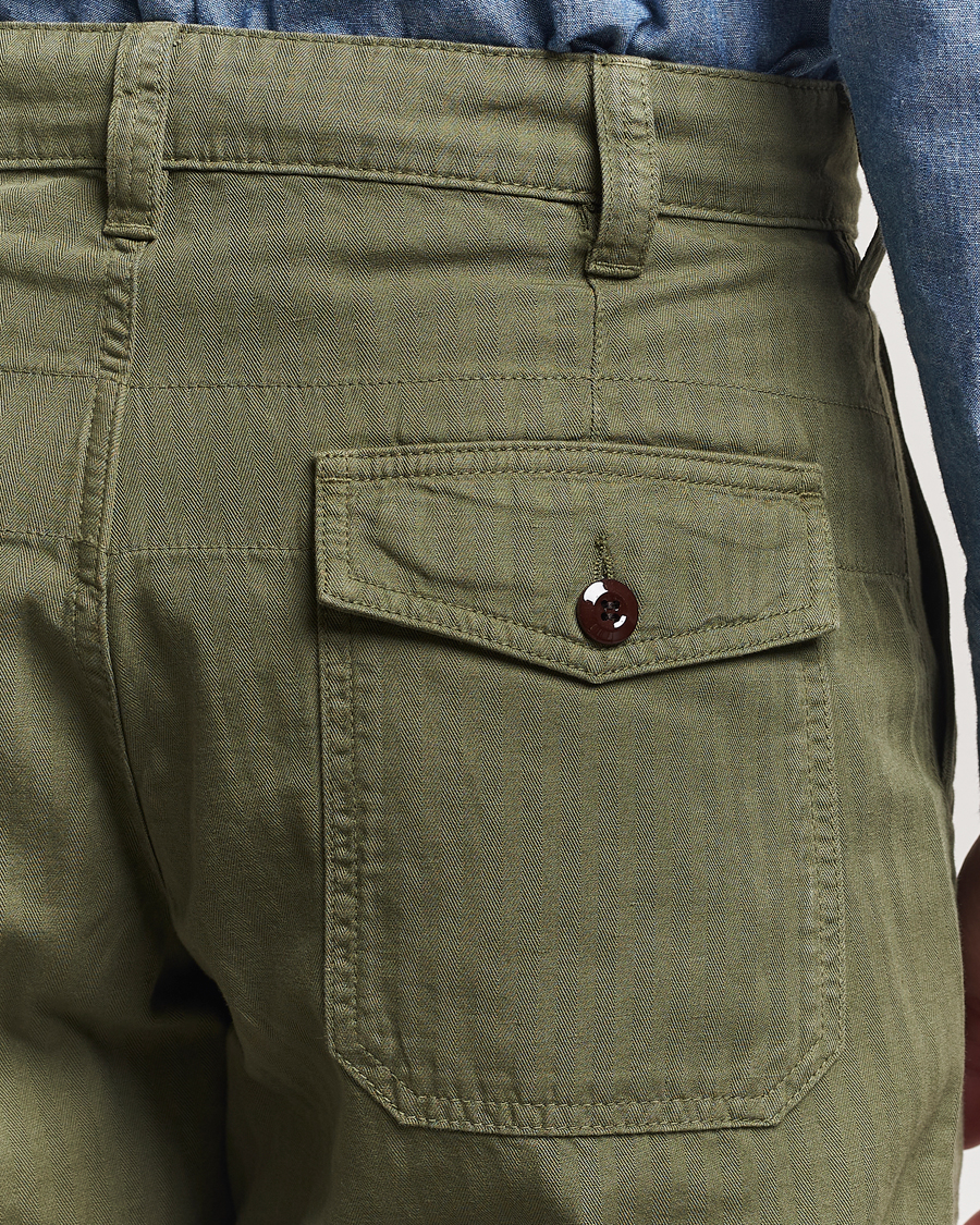 Men | Trousers | Drake's | Fatigue Cotton Trousers Olive