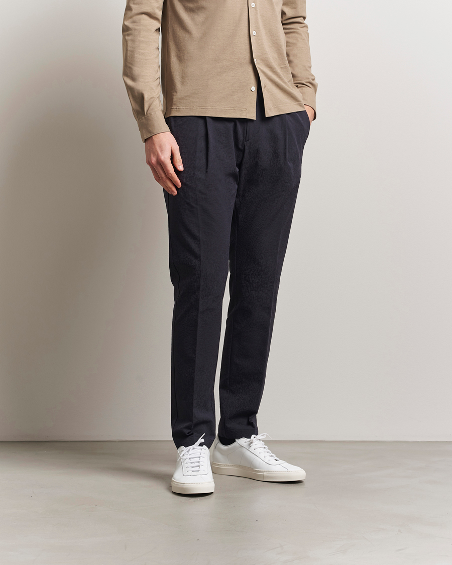 Men | Trousers | Herno | Seersucker Drawstring Pants Navy