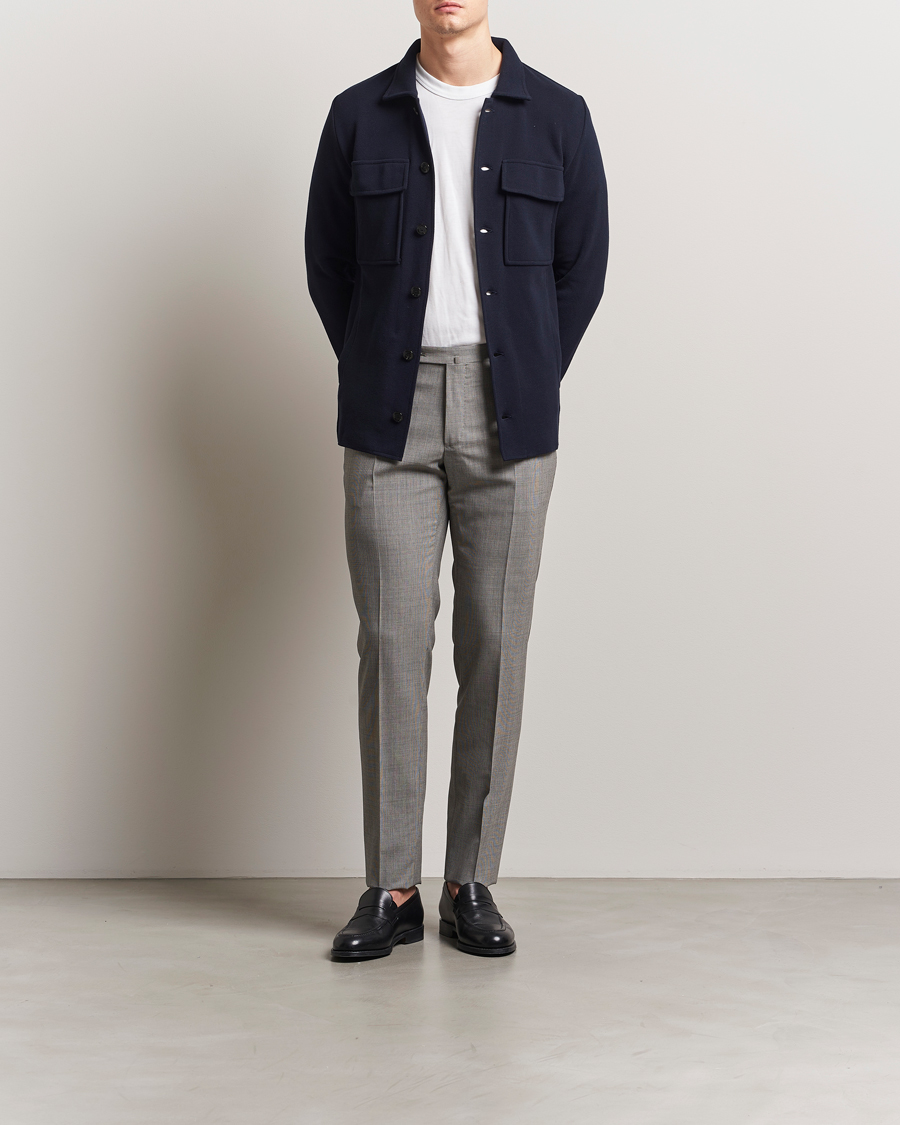 Men | Trousers | Incotex | Slim Fit Micro Houndstooth Wool Trousers Light Grey