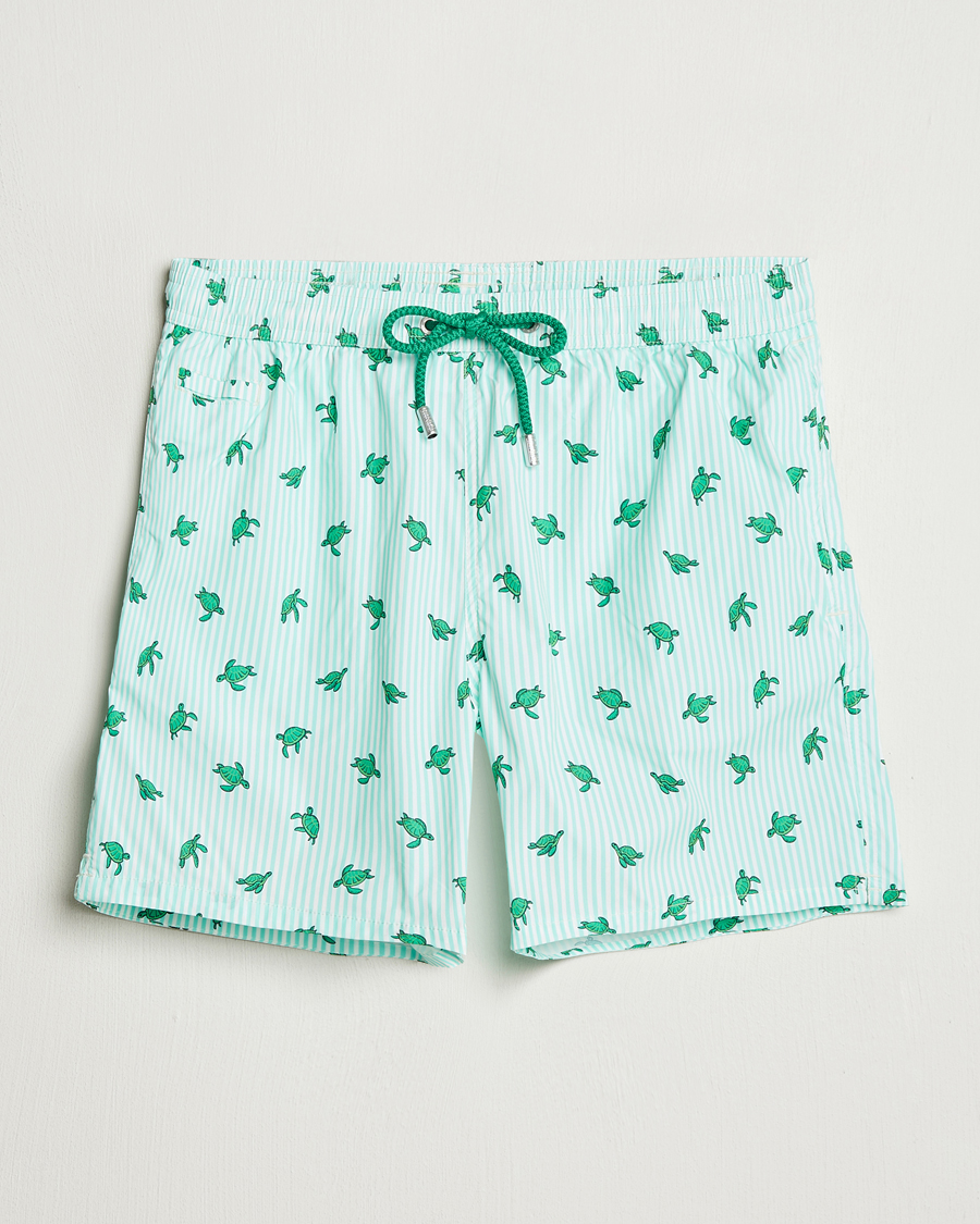 Men | Swimwear | MC2 Saint Barth | Printed Nylon Swim Shorts Green Turtle Stripes