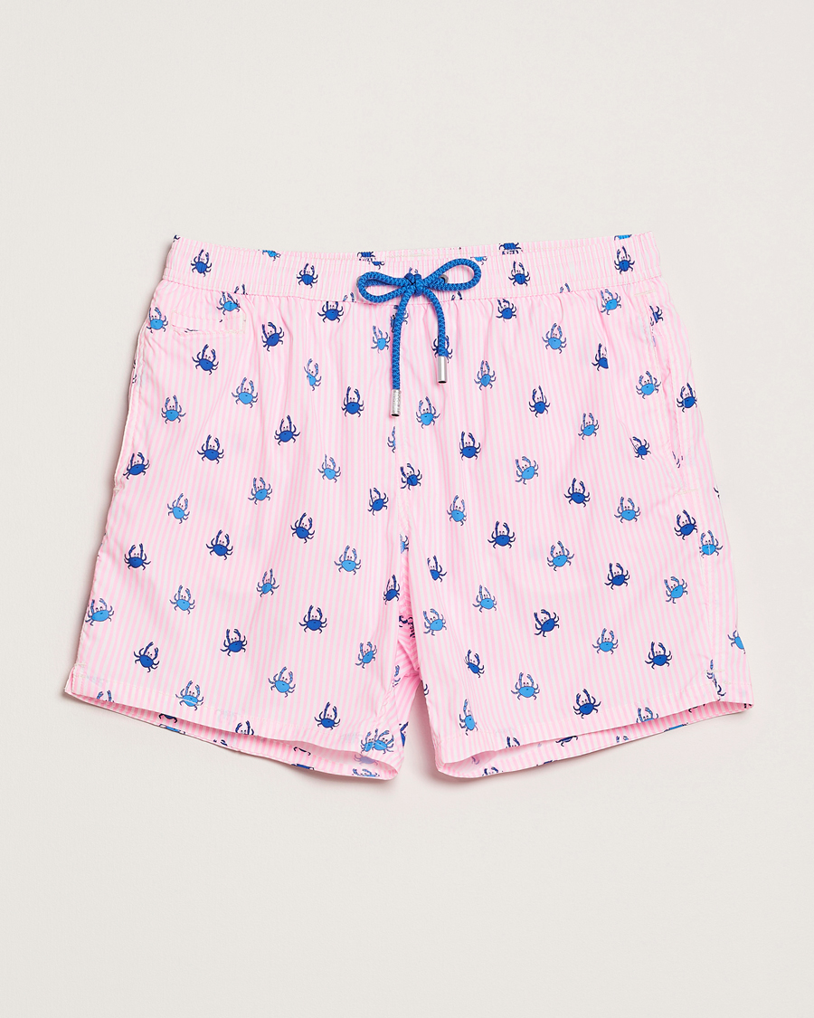 Men | Swimwear | MC2 Saint Barth | Printed Nylon Swim Shorts Pink Crabs Stripes