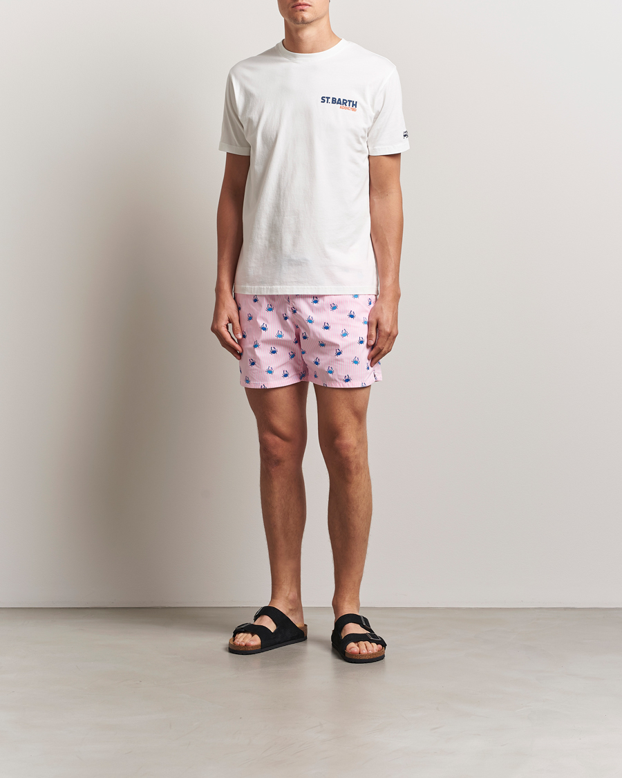 Men | Swimwear | MC2 Saint Barth | Printed Nylon Swim Shorts Pink Crabs Stripes