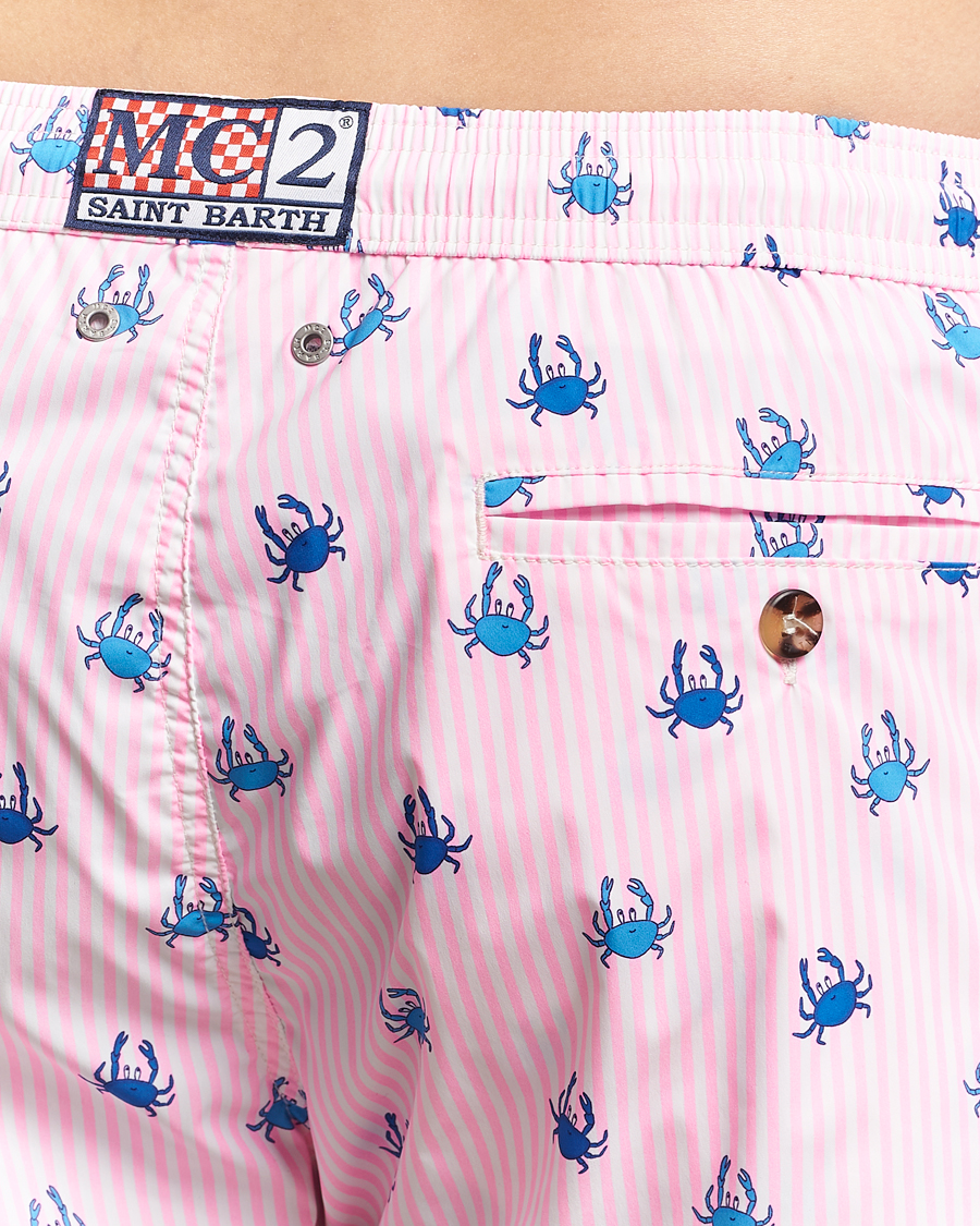 Men | Swimwear | MC2 Saint Barth | Printed Nylon Swim Shorts Pink Crabs Stripes
