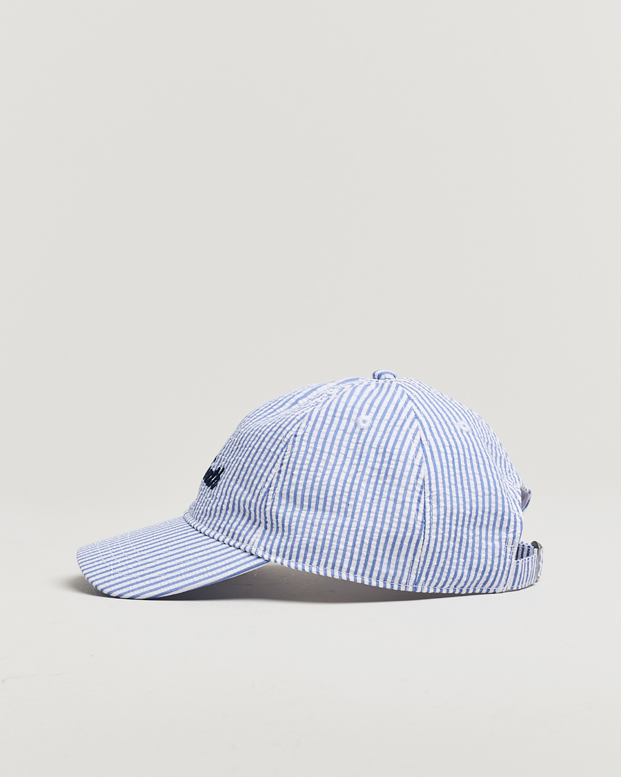 Men | MC2 Saint Barth Seersucker Baseball Cap Blue Stripes | MC2 Saint Barth | Seersucker Baseball Cap Blue Stripes