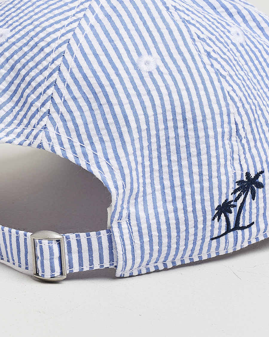 Men | MC2 Saint Barth Seersucker Baseball Cap Blue Stripes | MC2 Saint Barth | Seersucker Baseball Cap Blue Stripes