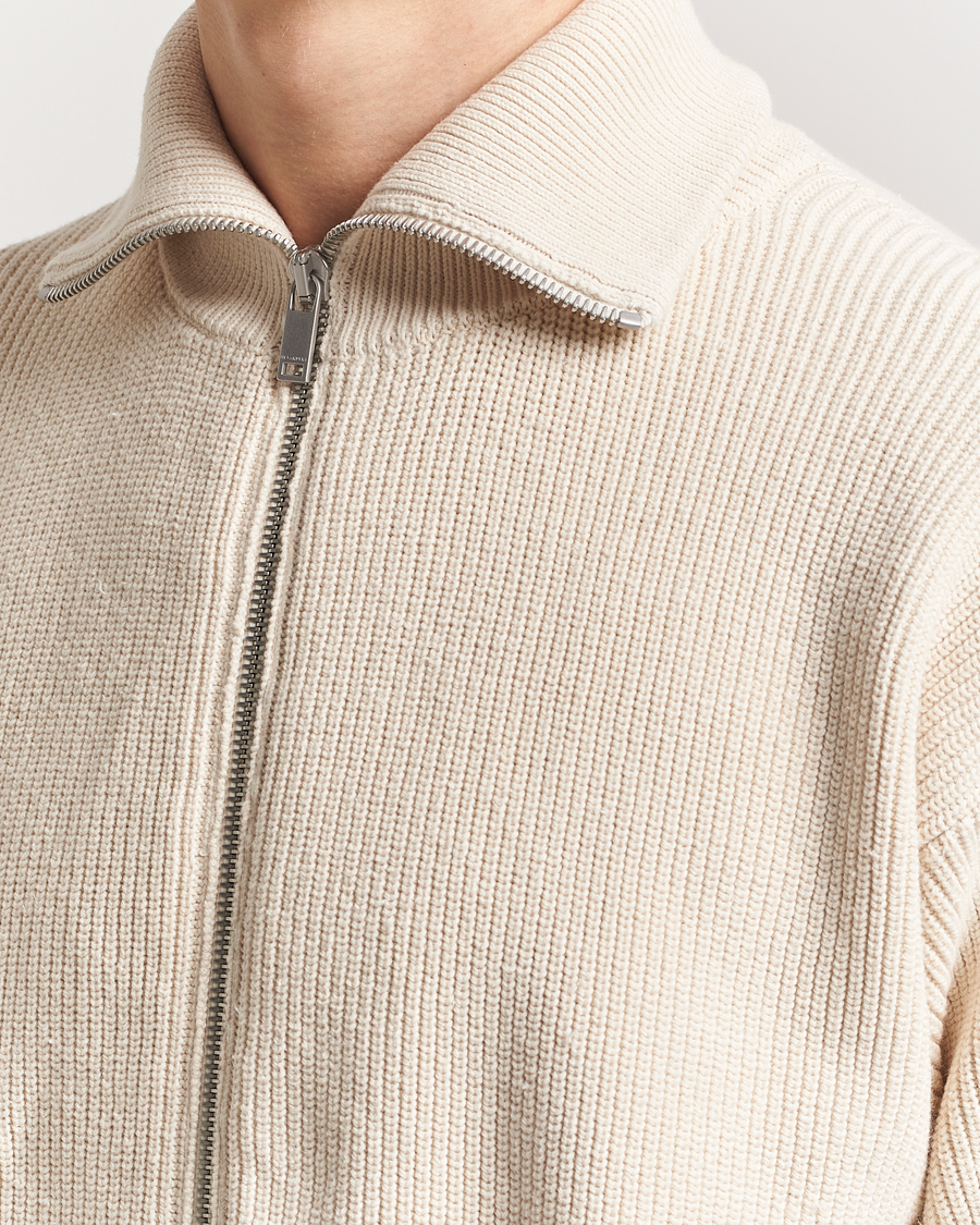 Jil Sander Rib Full Zip Cardigan Porcelain at CareOfCarl.com