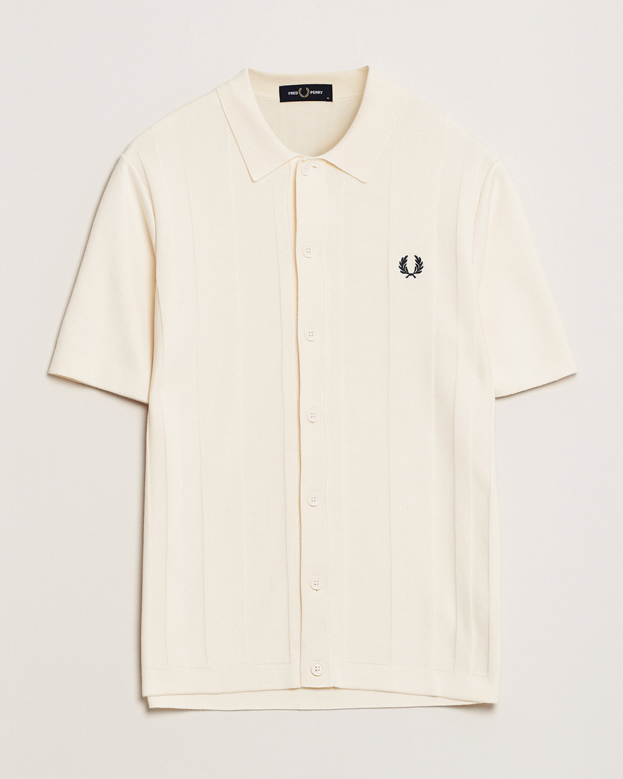 Men | Shirts | Fred Perry | Knitted Short Sleeve Shirt Ecru