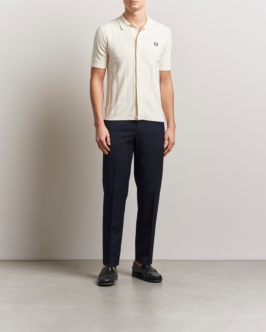 Men | Shirts | Fred Perry | Knitted Short Sleeve Shirt Ecru