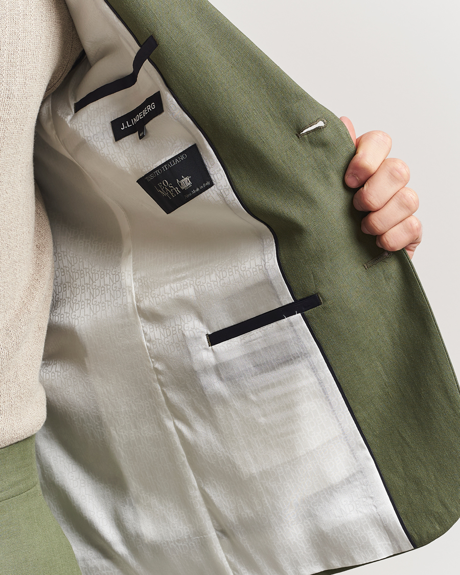 Men | Blazers | J.Lindeberg | Elton Super Linen Blazer Olivinie