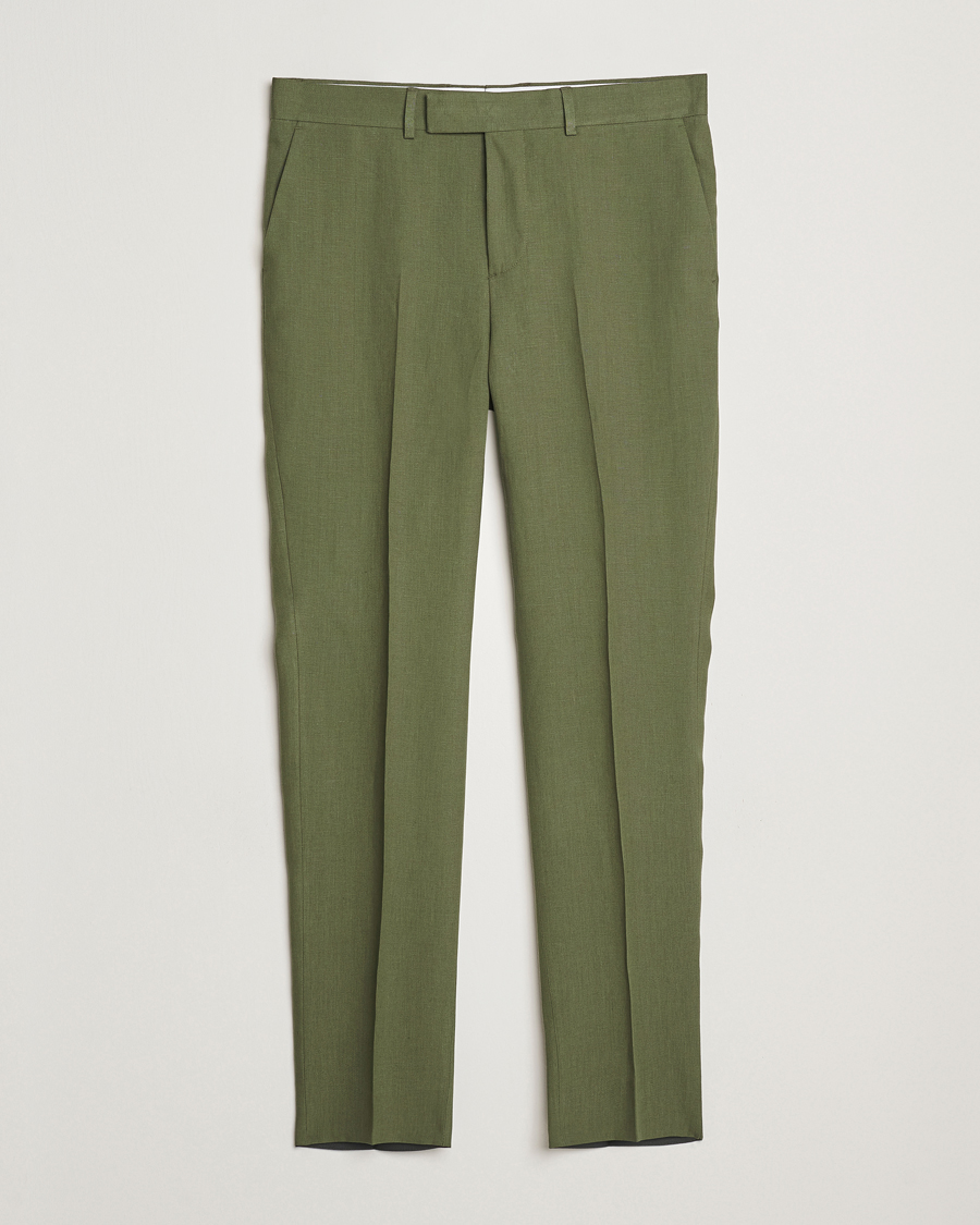 Men | Trousers | J.Lindeberg | Grant Super Linen Pants Olivinie