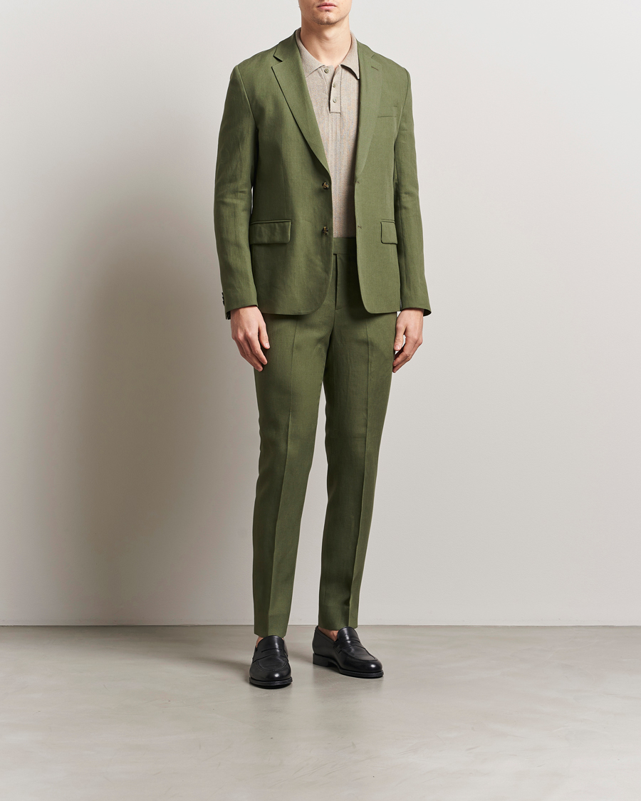 Men | Trousers | J.Lindeberg | Grant Super Linen Pants Olivinie