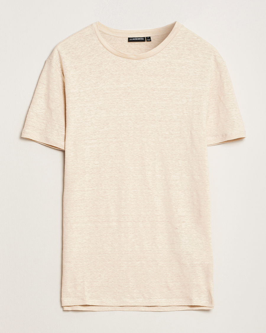 Men | T-Shirts | J.Lindeberg | Coma Linen T-Shirt Moonbeam
