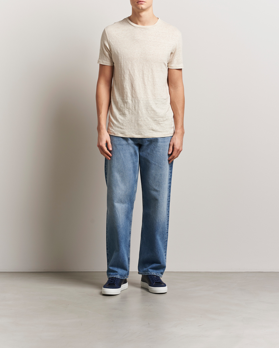 Men | T-Shirts | J.Lindeberg | Coma Linen T-Shirt Moonbeam