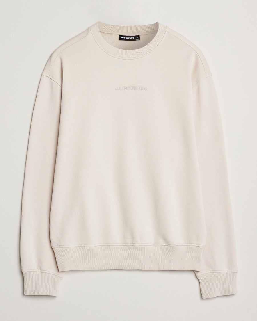 Men | Sweaters & Knitwear | J.Lindeberg | Callan Cotton Crew Neck Moonbeam