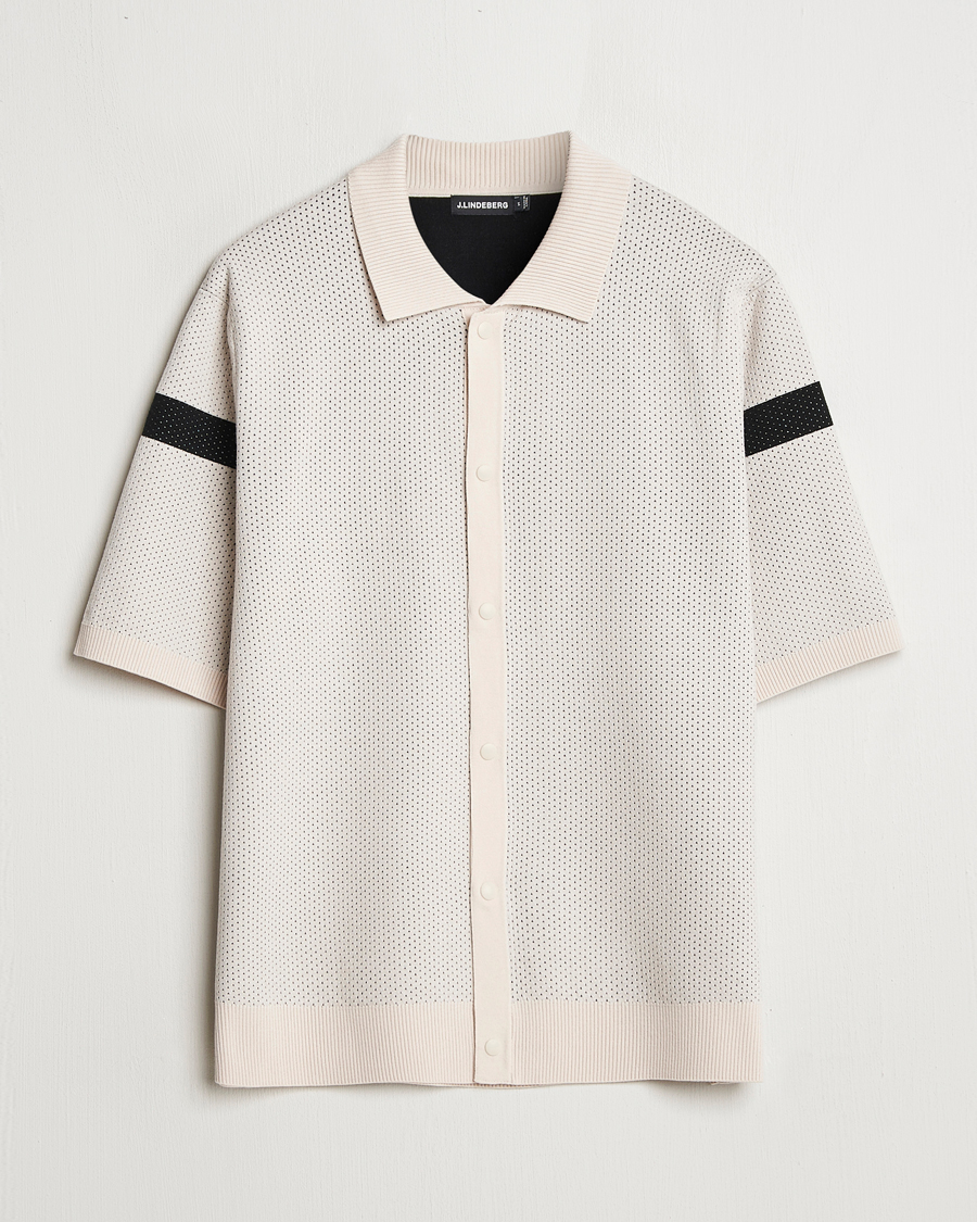Men | Shirts | J.Lindeberg | Rayne Short Sleeve Knitted Shirt Moonbeam