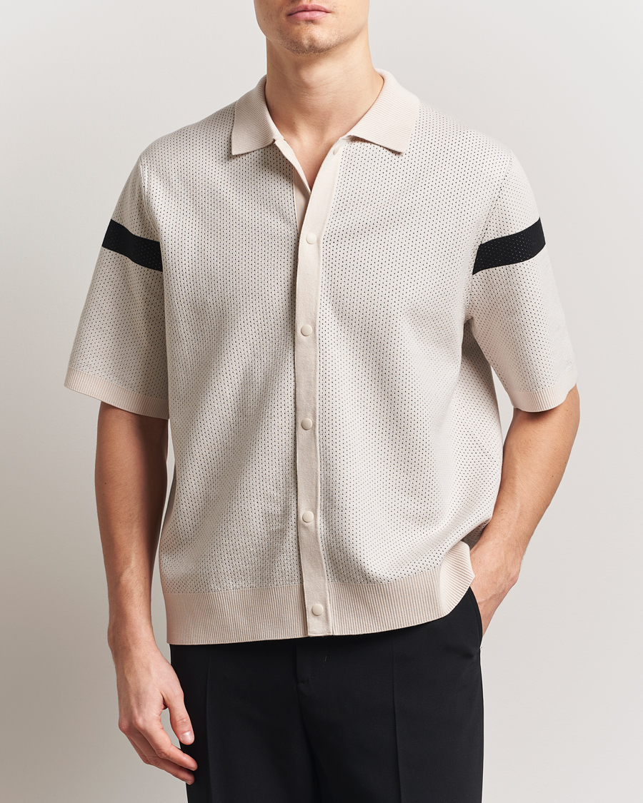 Men | Shirts | J.Lindeberg | Rayne Short Sleeve Knitted Shirt Moonbeam