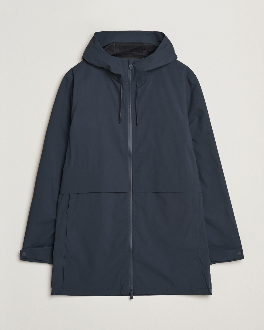 Men | Coats & Jackets | RAINS | Suva Hooded Waterproof Long Jacket Navy