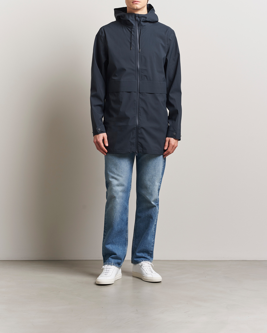 Men | Coats & Jackets | RAINS | Suva Hooded Waterproof Long Jacket Navy
