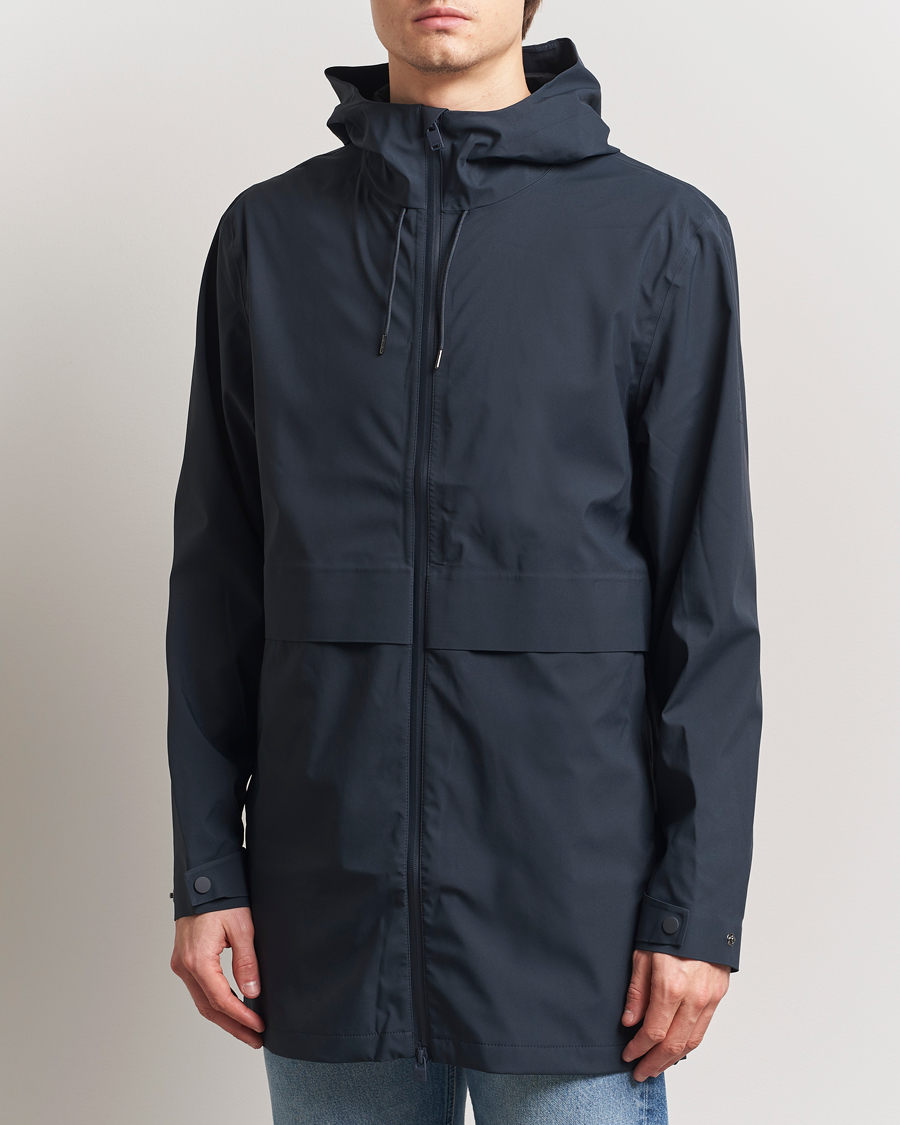 Men | Coats & Jackets | RAINS | Suva Hooded Waterproof Long Jacket Navy