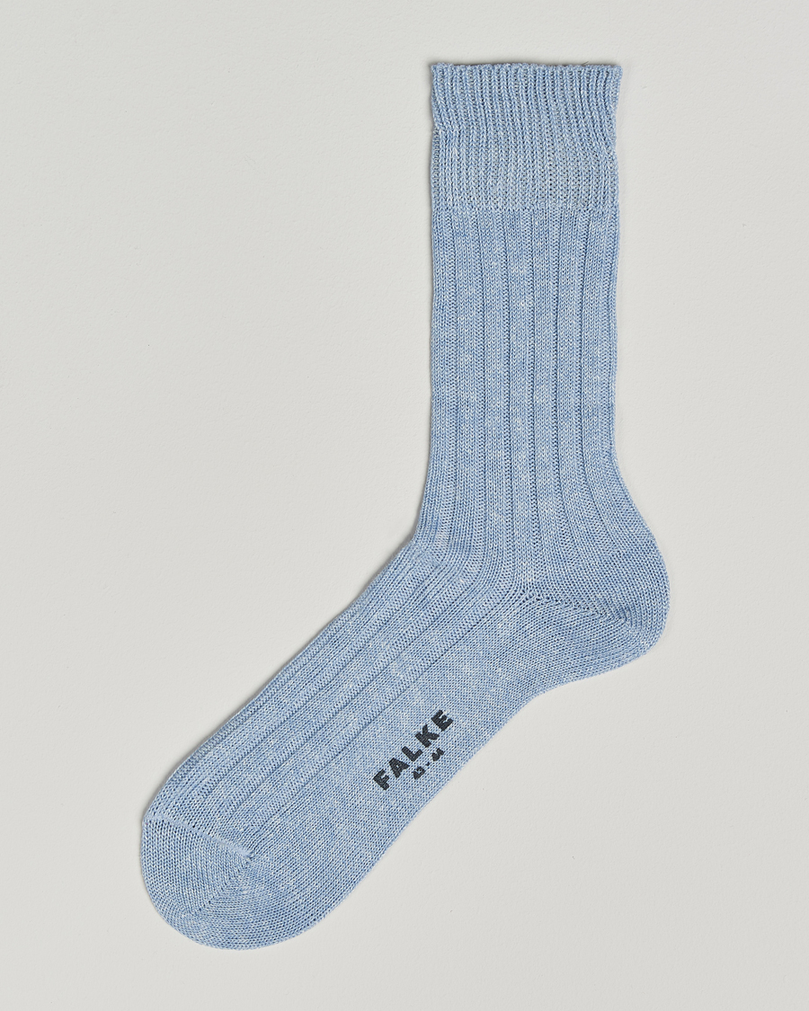 Men | Underwear & Socks | Falke | Bay Linen/Cotton Rib Sock Dream Blue