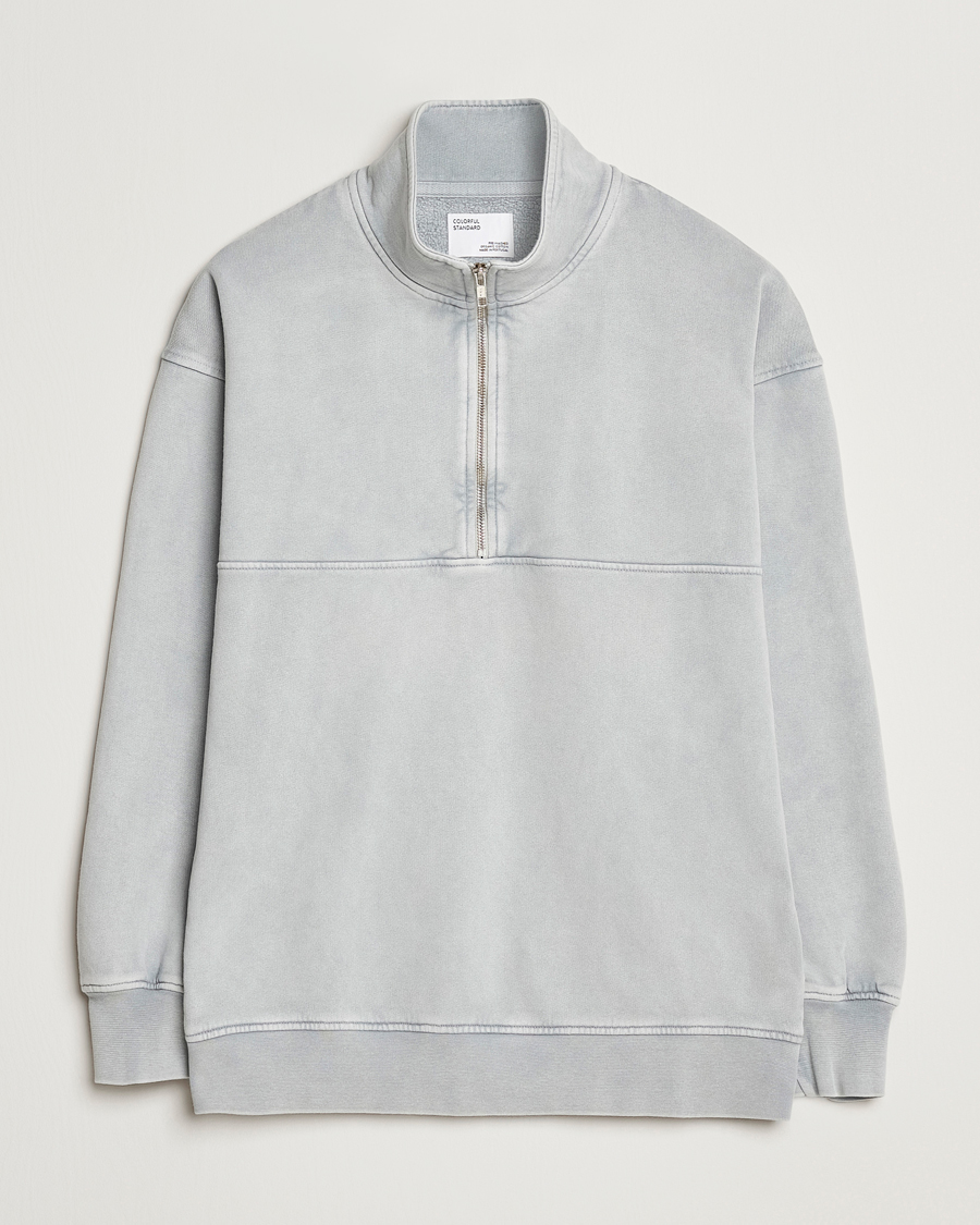 Men | Sweaters & Knitwear | Colorful Standard | Classic Organic Half-Zip Faded Grey