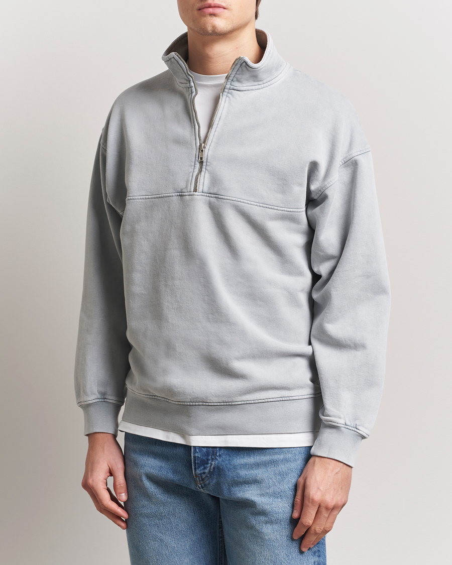Men | Sweaters & Knitwear | Colorful Standard | Classic Organic Half-Zip Faded Grey