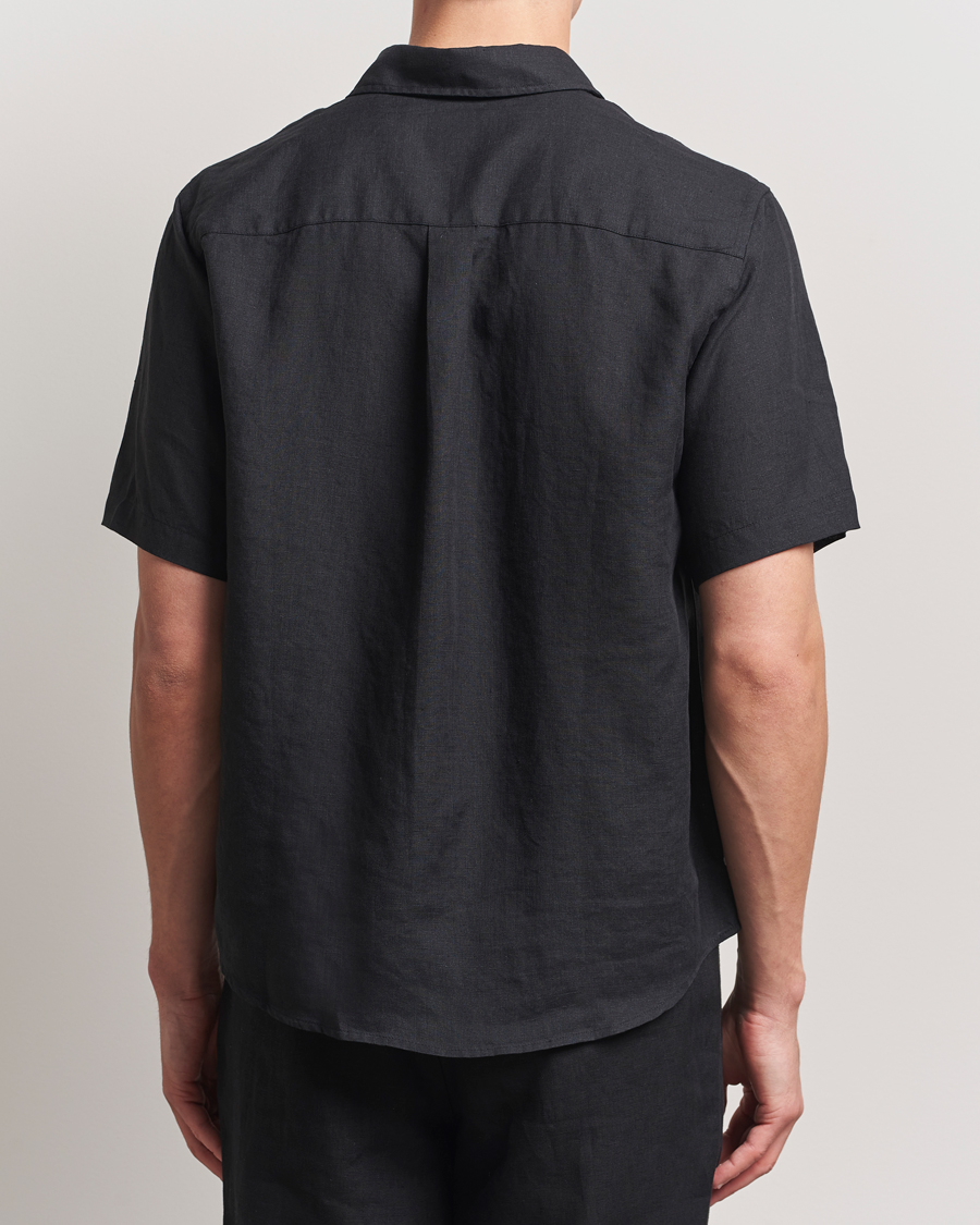 Men | Shirts | Colorful Standard | Garment Dyed Linen Short Sleeve Shirt Deep Black
