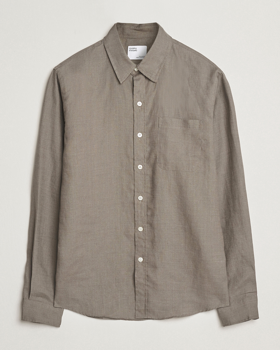 Men | Shirts | Colorful Standard | Garment Dyed Linen Shirt Dusty Olive