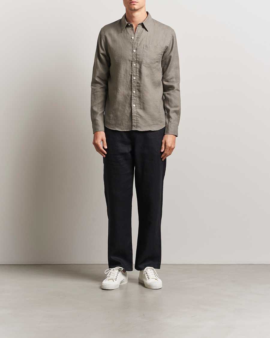 Men | Shirts | Colorful Standard | Garment Dyed Linen Shirt Dusty Olive