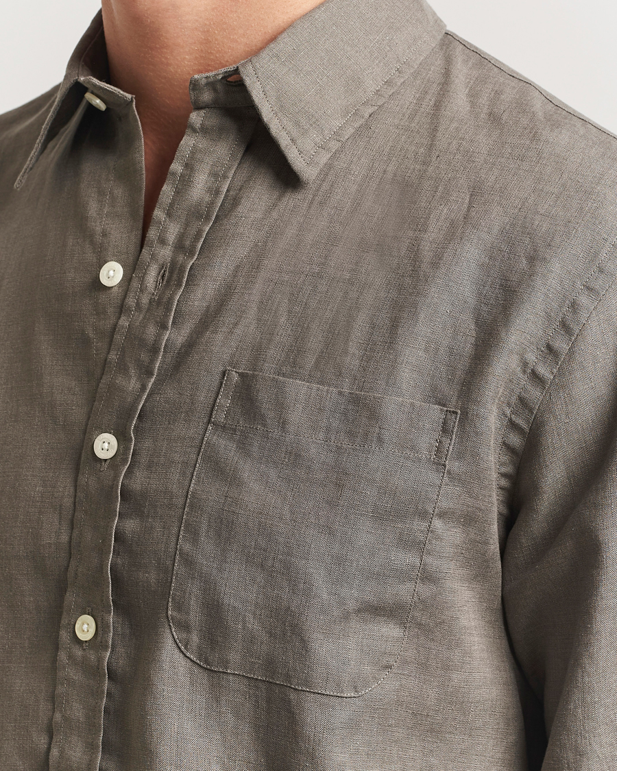 Men | Shirts | Colorful Standard | Garment Dyed Linen Shirt Dusty Olive
