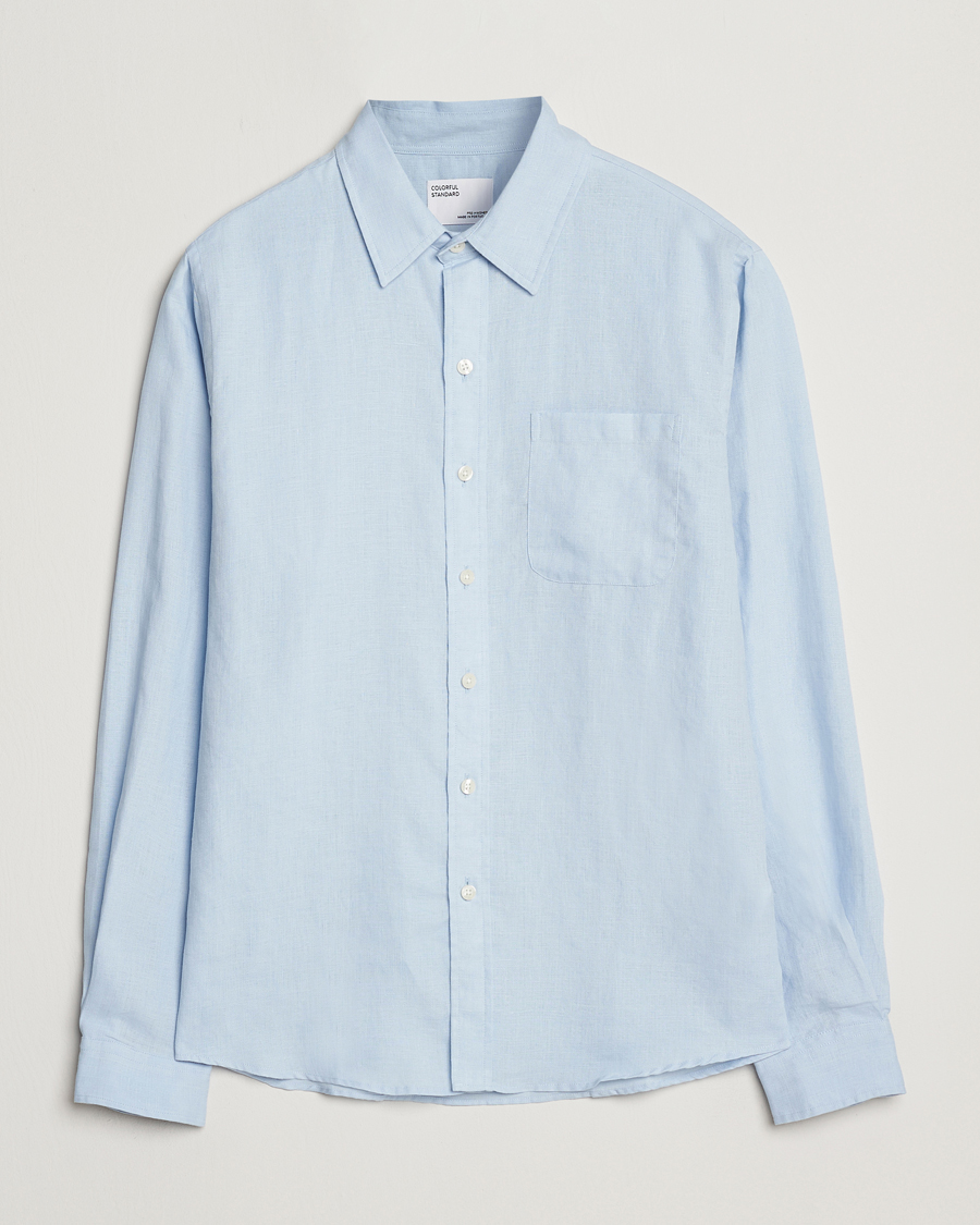 Men | Shirts | Colorful Standard | Garment Dyed Linen Shirt Polar Blue