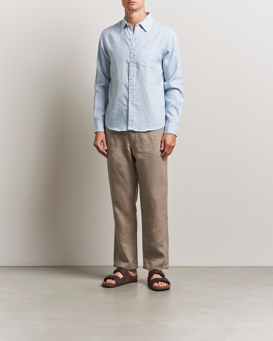 Men | Shirts | Colorful Standard | Garment Dyed Linen Shirt Polar Blue