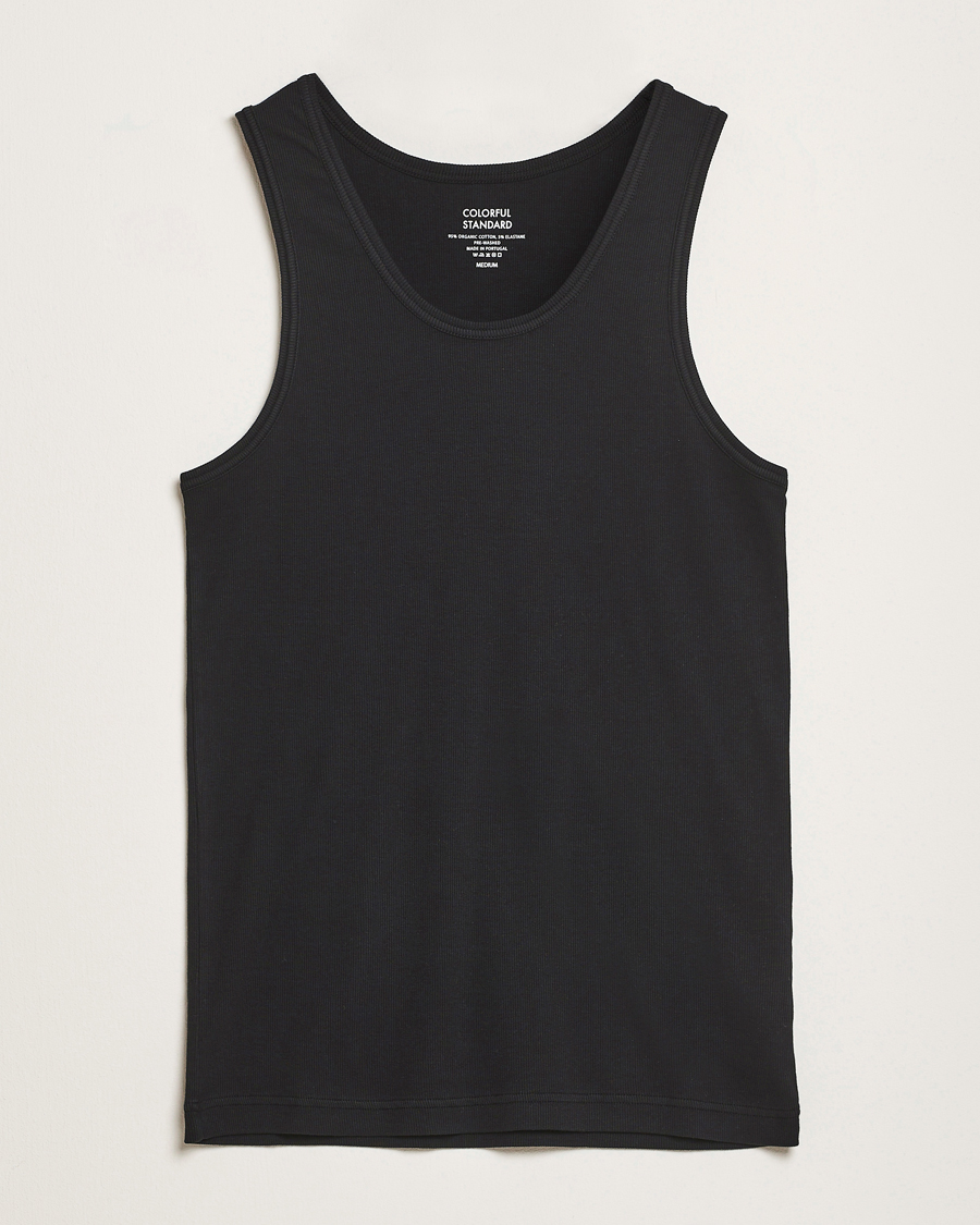 Men | T-Shirts | Colorful Standard | Organic Rib Tank Top Deep Black