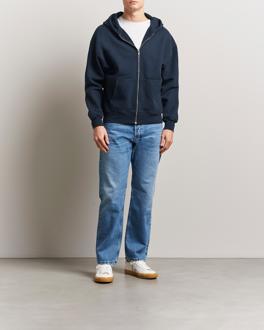 Men | Sweaters & Knitwear | Colorful Standard | Classic Organic Full Zip Hoodie Navy Blue
