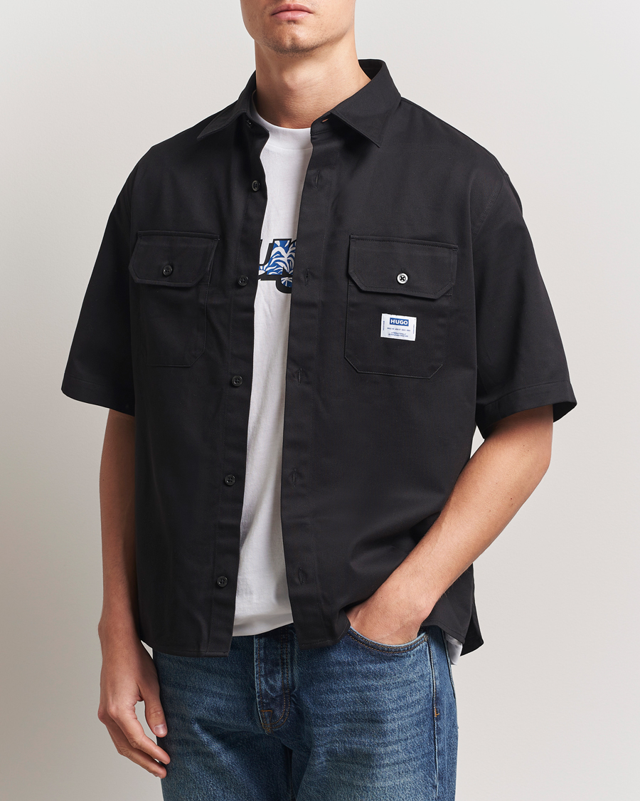 Men | Shirts | HUGO | Ekyno Workwear Short Sleeve Shirt Black