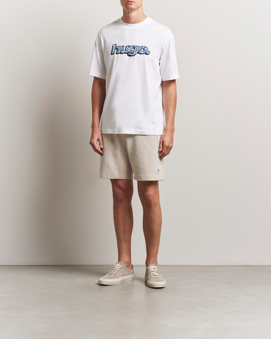 Men | Shorts | HUGO | Nuwfallo Waffle Sweatshorts Open White