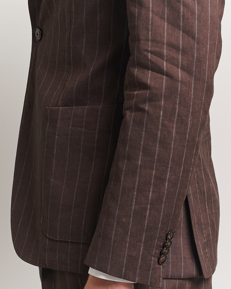 Men | Suits | BOSS BLACK | Hanry Wool Pinstriped Suit Dark Brown