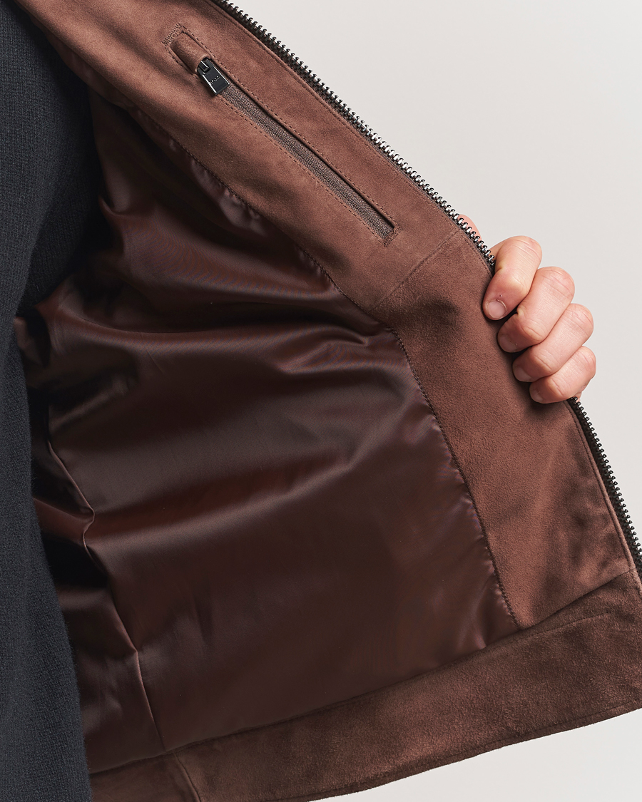 Men | Coats & Jackets | BOSS BLACK | Malbano Suede Jacket Dark Brown