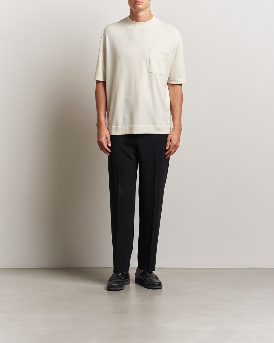 Men | T-Shirts | BOSS BLACK | Jervaiso Cotton/Silk Knitted T-Shirt Open White