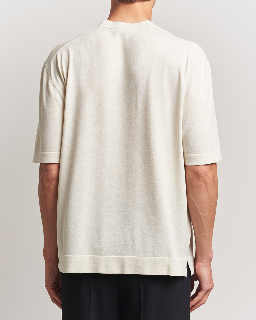 Men | T-Shirts | BOSS BLACK | Jervaiso Cotton/Silk Knitted T-Shirt Open White