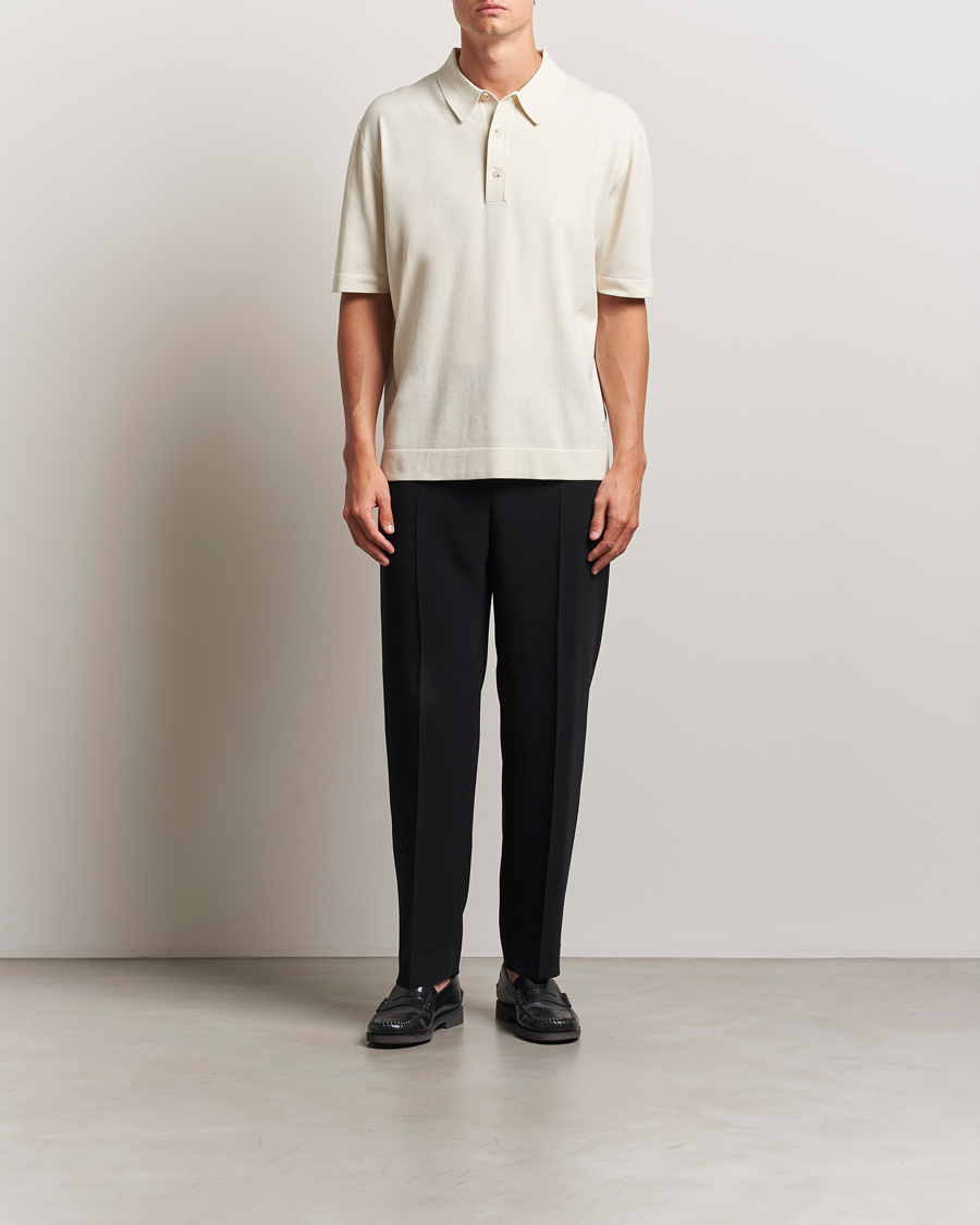 Men | Polo Shirts | BOSS BLACK | Jervasoni Cotton/Silk Knitted Polo Open White