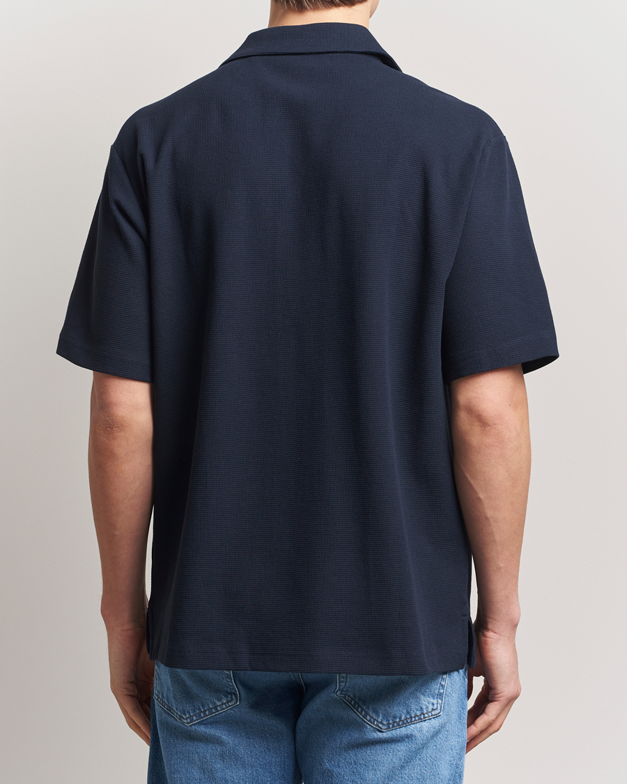 Men | Shirts | BOSS ORANGE | Waffle Short Sleeve Shirt Dark Blue