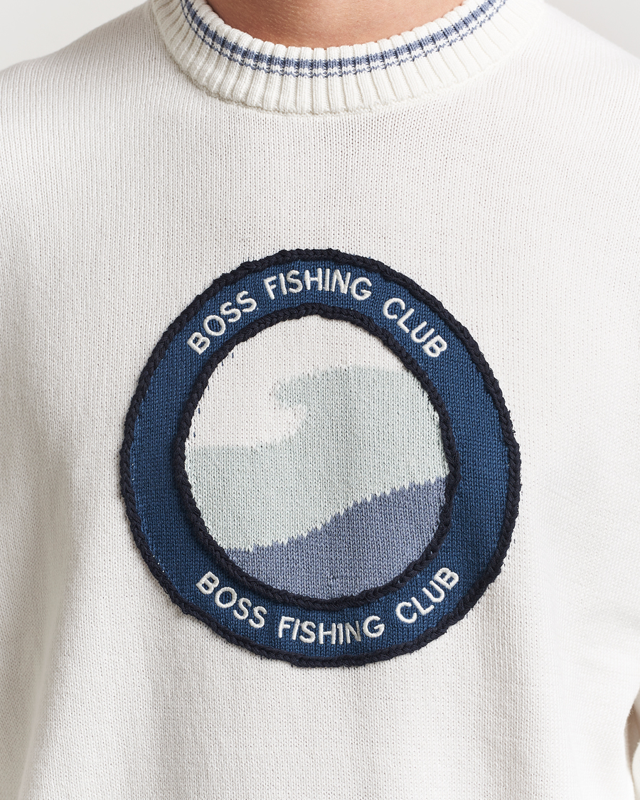 Men | Sweaters & Knitwear | BOSS ORANGE | Klubfish Printed Crew Neck Sweater Natural