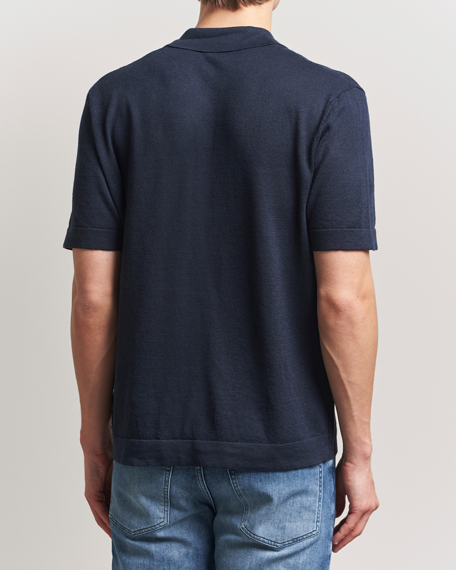 Men | Shirts | BOSS ORANGE | Kamicino Knitted Short Sleeve Shirt Dark Blue